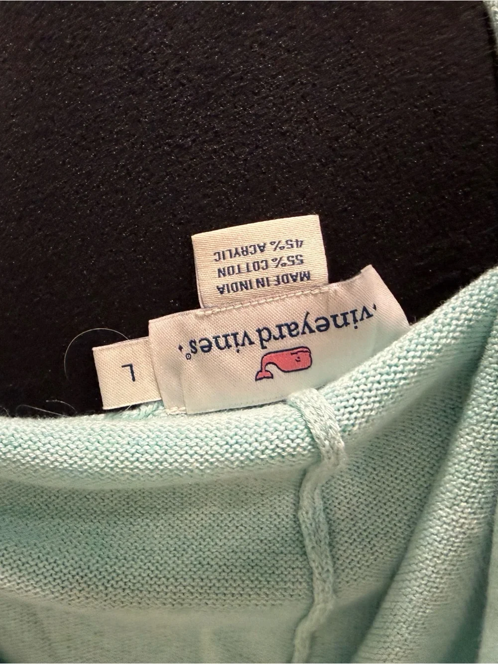 Vineyard Vines Mint Aqua Knit Pullover with Pink Whale Logo - Picture 2 of 3
